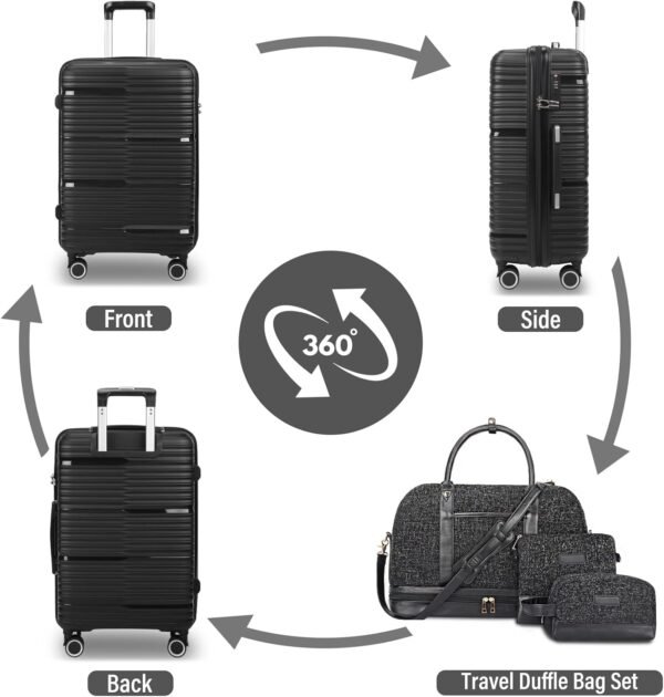 Luggage Sets 3 Pieces with Spinner Wheels Lightweight Hardshell Luggage Set of 3 with TSA Lock Suitcase Set with Carry on Weekender Duffle Bag for Travel - Image 4
