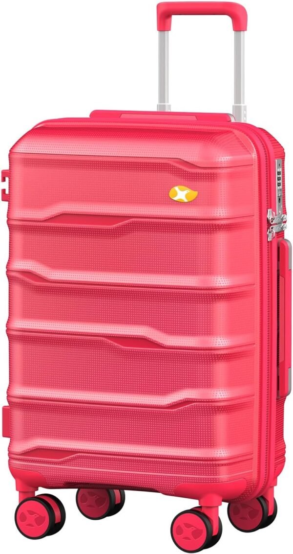 Carry On Luggage 22x14x9 Airline Approved, Hard Shell Suitcase with Spinner Wheels, PP Lightweight Luggages with TSA Lock, Carry-On Suitcases 20 Inch, Red - Image 2