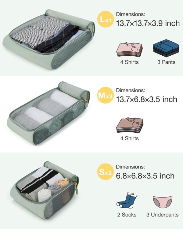 BAGSMART Keep Shape Packing Cubes for Travel, 6 Set Travel Cubes for Packing, Lightweight Suitcase Organizer Bags Set for Travel Essentials - Image 6