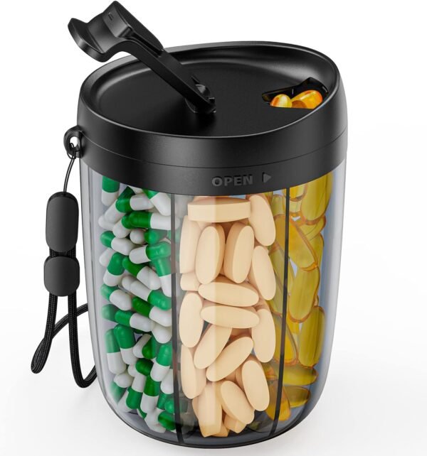 PULIV Large Supplement Organizer Bottle, Holds Plenty of Vitamins in 1 Monthly Pill Dispenser with Anti-Mixing & Wide Openings Design, Easy to Retrieve Meds, Includes 20 Pcs Stick-on Labels - Image 2