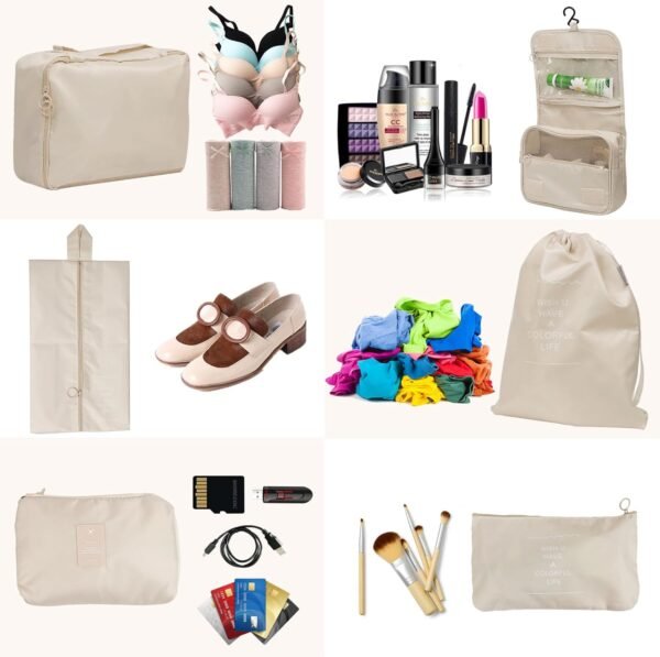 Packing Cubes for Suitcases, 9 Set Packing Cubes for Travel, Luggage Organizers Suitcase for Travel Accessories, Travel Cubes with Shoe/Cosmetics/Toiletries/Clothes/Makeup/Laundry/Electronics Bag - Image 7