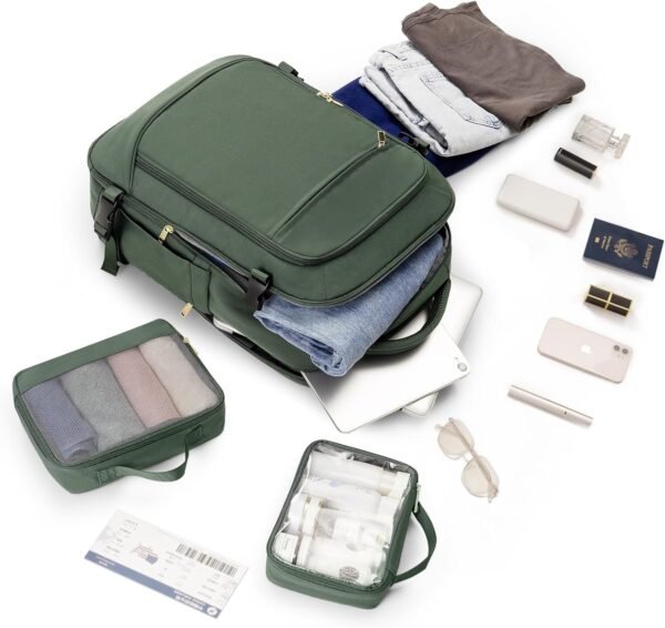 Travel Backpack for Men Women, Carry on Backpack, Flight-approved Backpack for Traveling, 40L Personal Item Travel Backpack Bag Luggage, Peacock Green - Image 9