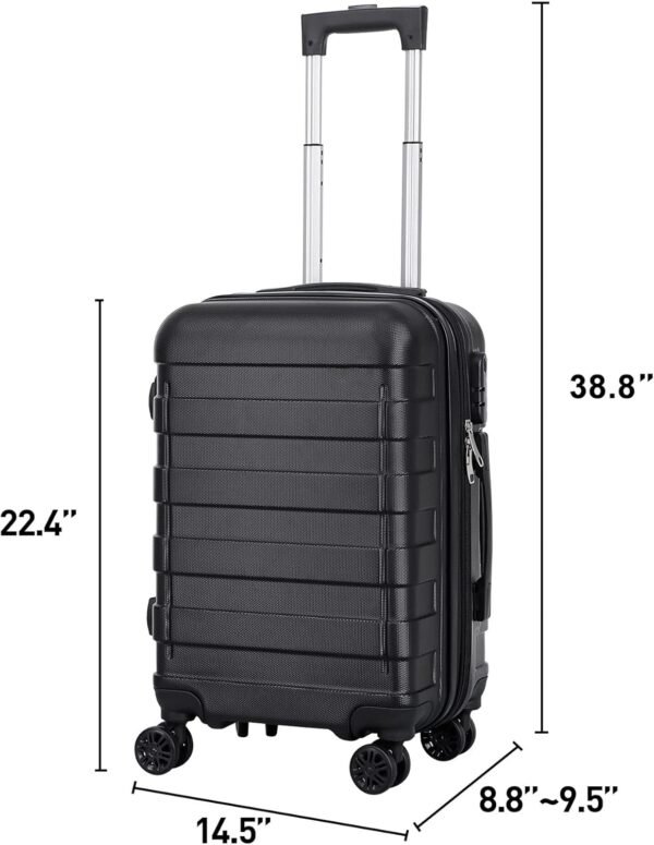 SUPER DEAL 21 Inch Spinner Carry On Luggage Hardside Expandable Suitcase with Wheels, Height Adjustable Handle and Side Feet Lightweight Waterproof for Business Trips Travel, Black - Image 8