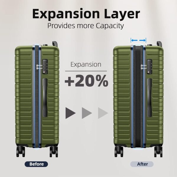 BEOW Luggage Sets 4 Piece, Expandable Luggage Sets with Spinner Wheels, TSA Lock Suitcases with Carry on Luggage (Olive Green) - Image 4