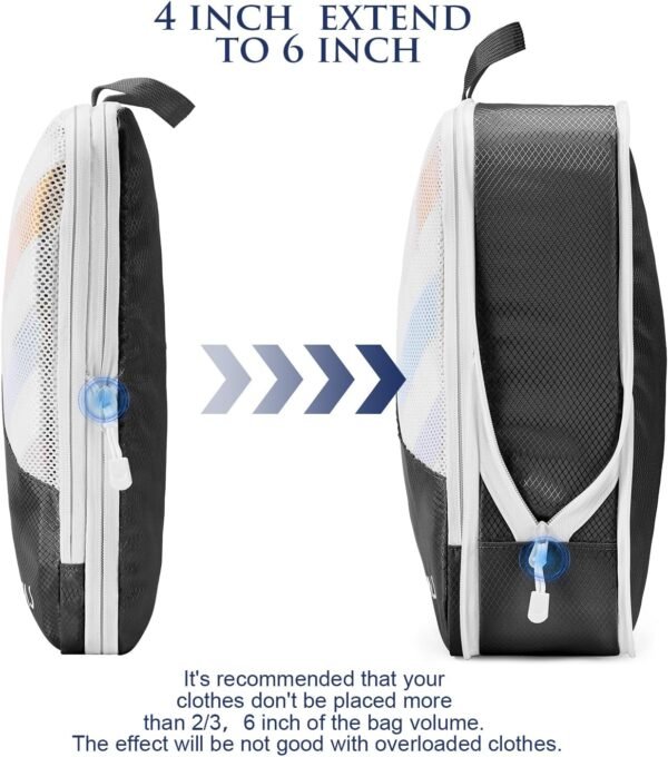 DIMJ Compression Packing Cubes,Travel Packing Cubes for Suitcase 7 Set Travel Luggage Organizer Compression Packing Cubes luggage cubes With Shoe Bag/Laundry Bag/Underwear Bag (Black) - Image 3