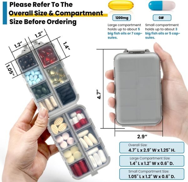 3 Pack 14 Grids Travel Pill Organizer Box with 415-Pcs Medicine Name Labels - Pocket Daily Pharmacy Case Container Kit - Travel Medication Holder Dispenser for Fish Oil Vitamin Supplement Storage - Image 6