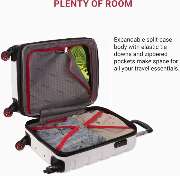 SwissGear 7366 Hardside Expandable Luggage with Spinner Wheels, White, Carry-On 19-Inch - Image 7