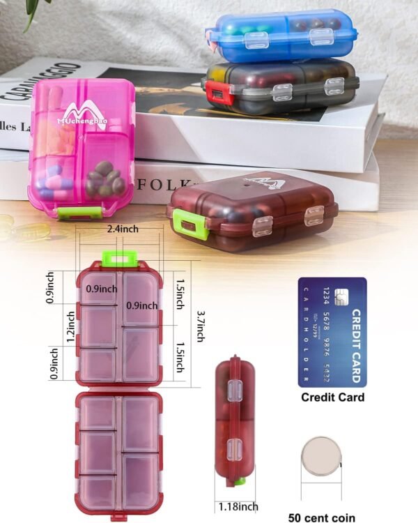 4PS Travel Pill Organizer with 164 Slice Labels，10 Compartments Travel Pill Box Portable Folding Small Pill Case Daily Pill Container Used for Carry Storage Medicine Organizer by M MUchengbao - Image 4