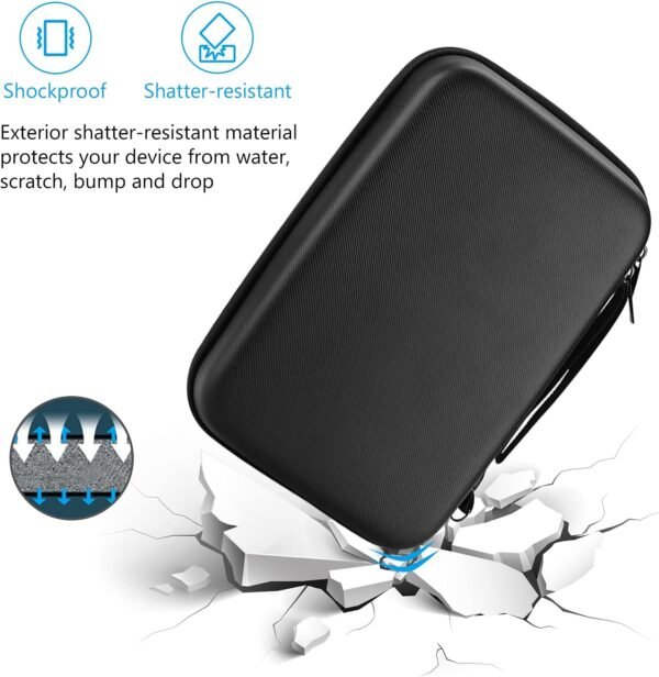 ProCase Hard Travel Electronic Organizer Case for MacBook Power Adapter Chargers Cables Power Bank Apple Magic Mouse Apple Pencil USB Flash Disk SD Card Small Portable Accessories Bag -L, Black - Image 6