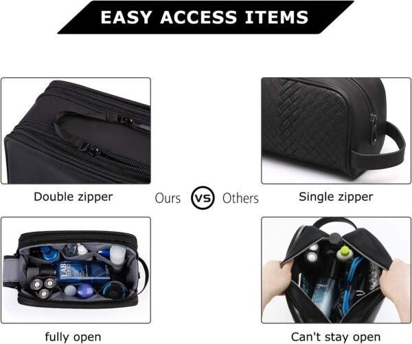 BAGSMART Toiletry Bag for Men, Travel Toiletry Organizer Dopp Kit Water-resistant Shaving Bag for Toiletries Accessories, Door Room Essentials, Black - Image 5