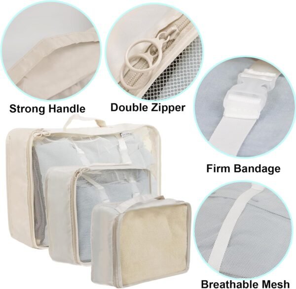 Packing Cubes for Suitcases, 9 Set Packing Cubes for Travel, Luggage Organizers Suitcase for Travel Accessories, Travel Cubes with Shoe/Cosmetics/Toiletries/Clothes/Makeup/Laundry/Electronics Bag - Image 6