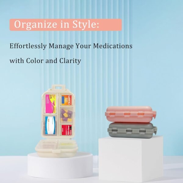 Pill Organizer with Medicine Labels 161 Labels Travel Daily Pill Container Mini Medication Organizer Storage Pill Organizer Travel Essentials Pill Case 7 Day Pill Organizer (Pink, 1 Pack) - Image 8