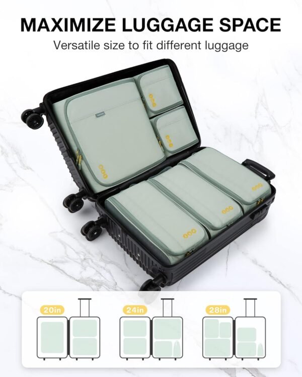 BAGSMART Keep Shape Packing Cubes for Travel, 6 Set Travel Cubes for Packing, Lightweight Suitcase Organizer Bags Set for Travel Essentials - Image 7