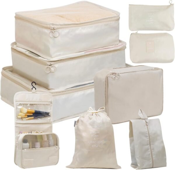 Packing Cubes for Suitcases, 9 Set Packing Cubes for Travel, Luggage Organizers Suitcase for Travel Accessories, Travel Cubes with Shoe/Cosmetics/Toiletries/Clothes/Makeup/Laundry/Electronics Bag - Image 2