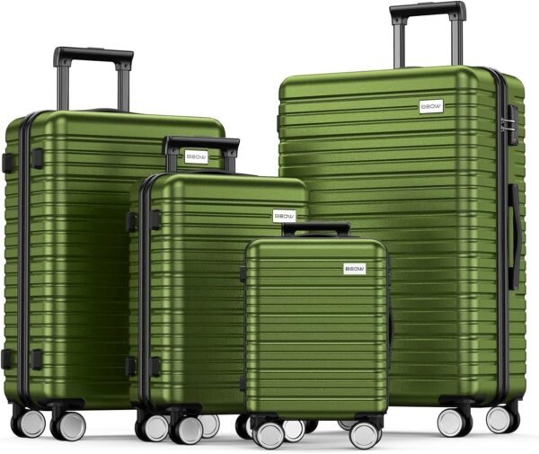 BEOW Luggage Sets 4 Piece, Expandable Luggage Sets with Spinner Wheels, TSA Lock Suitcases with Carry on Luggage (Olive Green) - Image 2
