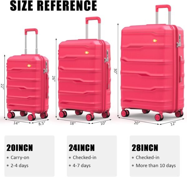 Carry On Luggage 22x14x9 Airline Approved, Hard Shell Suitcase with Spinner Wheels, PP Lightweight Luggages with TSA Lock, Carry-On Suitcases 20 Inch, Red - Image 4