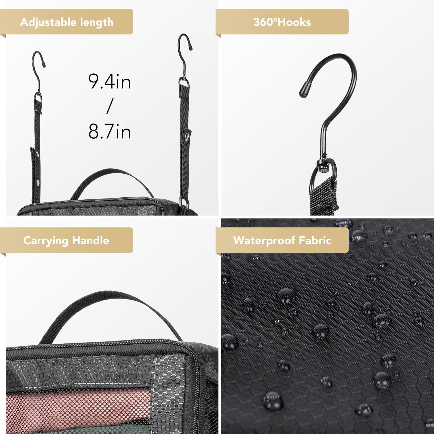 Suitcase Organizer, HangingTravel Organizer Carry On Luggage Organizer, Portable Hanging Shelves Packing Cubes for Cruise Ship Essentials, Small, Black - Image 8