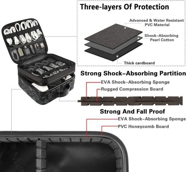 MATEIN Cable Organizer Bag, Waterproof Travel Electronic Storage with Adjustable Divider, Shockproof Portable Double Layer Tech Bag Carrying Case for Cord, Earbuds, Charger, SD Card, Tech Gifts, Black - Image 6