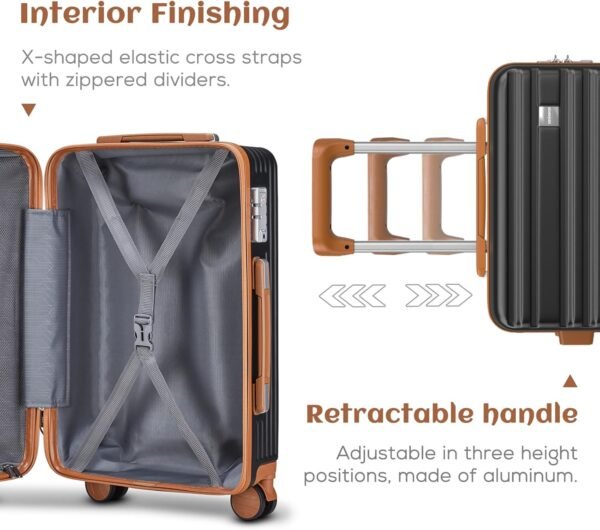imiono Luggage Sets 3 Piece,Expandable Hardside Suitcase Set with Spinner Wheels,Lightweight Travel Luggage set with TSA Lock（20/24/28,Black） - Image 4