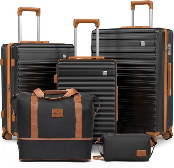 imiono Luggage Sets 3 Piece,Expandable Hardside Suitcase Set with Spinner Wheels,Lightweight Travel Luggage set with TSA Lock（20/24/28,Black） - Image 2
