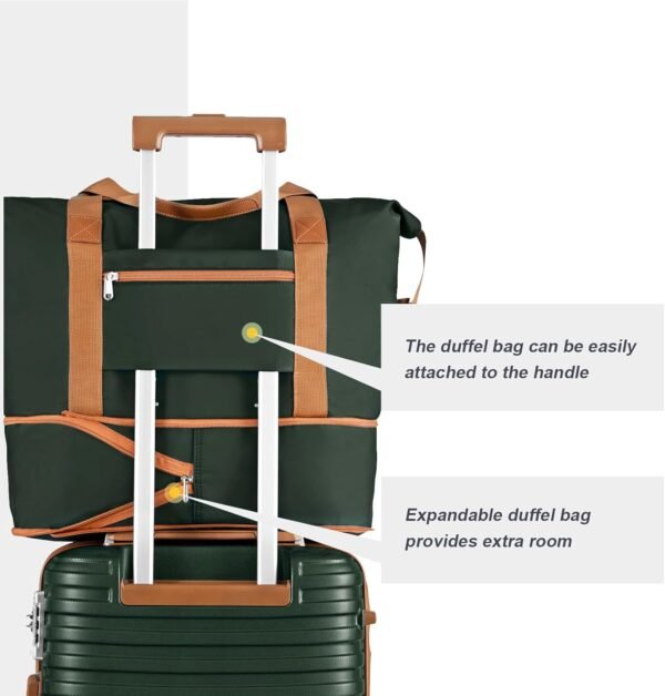 Joyway Luggage Set 3 Piece Suitcase Sets with Spinner Wheel,Lightweight Hardside Expandable Travel Laggage with TSA Lock (20/24/28 Green brown NEW - Image 9
