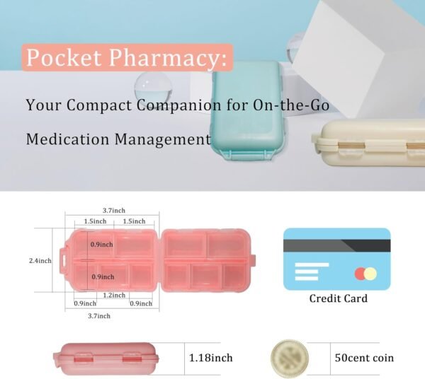 Pill Organizer with Medicine Labels 161 Labels Travel Daily Pill Container Mini Medication Organizer Storage Pill Organizer Travel Essentials Pill Case 7 Day Pill Organizer (Pink, 1 Pack) - Image 4