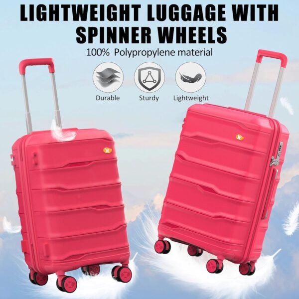Carry On Luggage 22x14x9 Airline Approved, Hard Shell Suitcase with Spinner Wheels, PP Lightweight Luggages with TSA Lock, Carry-On Suitcases 20 Inch, Red - Image 9