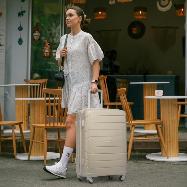 LARVENDER Carry On Luggage 20Inch Suitcase with Spinner Wheel,Hard Shell Luggage 3 Piece Sets with TSA Lock（Sand 20inch） - Image 3