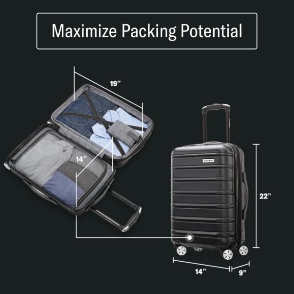 Samsonite Omni 2 Hardside Expandable Luggage with Spinner Wheels, Midnight Black, Carry-On 19-Inch - Image 4