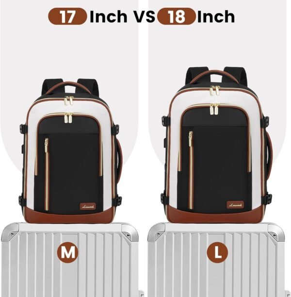 LOVEVOOK Travel Backpack for Women & Men, 40L Carry On Backpack, Personal Item Bag with 3 Packing Cubes, Business Weekender Overnight Luggage Daypack, Fits 17 Inch Laptop, Black Beige - Image 8