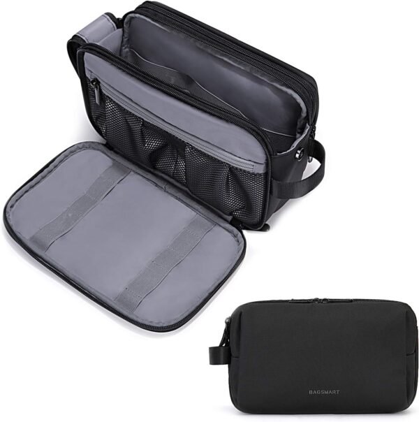 BAGSMART Toiletry Bag for Men, Travel Toiletry Organizer Dopp Kit Water-resistant Shaving Bag for Toiletries Accessories, Door Room Essentials, Black - Image 2