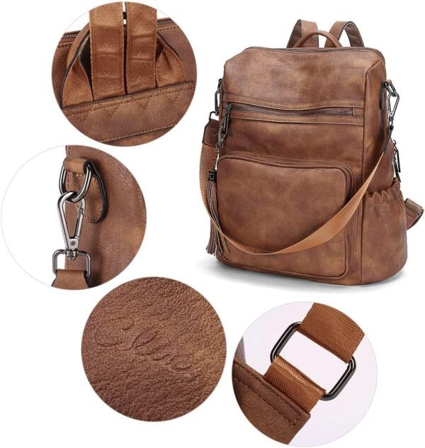 CLUCI Backpack Purse for Women Large Womens Backpack Leather Travel Backpack Fashion Backpack Purse Designer Ladies Shoulder Bags with Tassel Two-toned Brown - Image 6