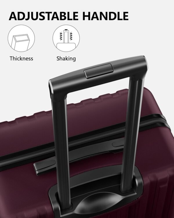 3 Piece Luggage Set, Hardside Lightweight Suitcase Sets with Spinner Wheels (20inch/24inch/28inch,Wine) - Image 5