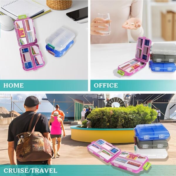 Pill Organizer with Medicine Labels Travel Daily Pill Container Mini Medication Organizer Storage Pill Organizer Pill Case 7 Day Pill Organizer(Pink, 161 Lables) - Image 7
