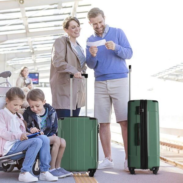 Merax Luggage Expandable Lightweight Spinner Suitcase with Corner Guards (Green1), 3-Piece Set (20/24/28) - Image 8