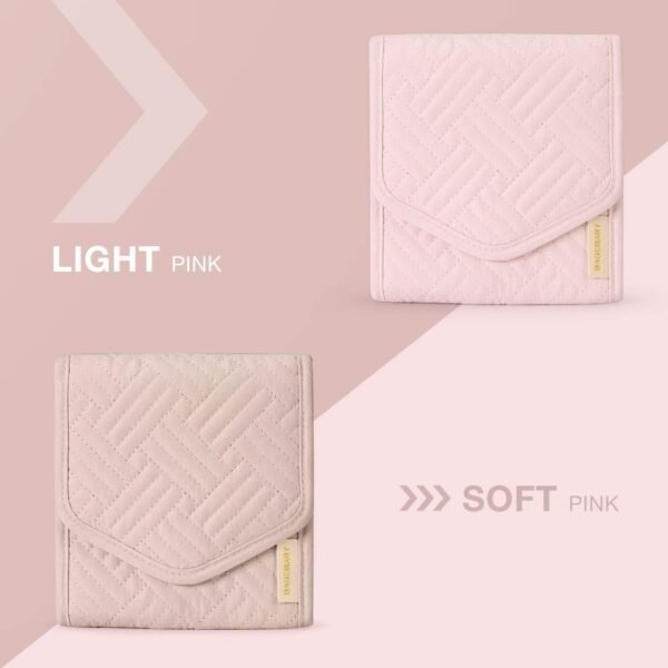 BAGSMART Travel Jewelry Organizer Case Foldable Jewelry Roll for Journey-Rings, Necklaces, Earrings, Bracelets,Mini,Soft Pink - Image 6
