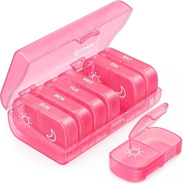 AUVON XL Weekly Pill Organizer 2 Times a Day, AM PM Pill Box 7 Day with One-Side Large Opening Design for Easy Filling, Portable Travel Pill Case for Medication, Vitamins, Fish Oils, Supplements - Image 2