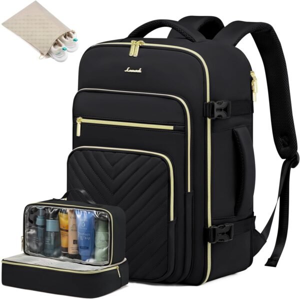 LOVEVOOK Large Travel Backpack for Women, Carry On Bag Backpack Flight Approved, 40L TSA Personal Item Travel Bag with 3 Packing Cubes, Waterproof 17 Inch Laptop Hiking Casual Bag Backpack - Image 2