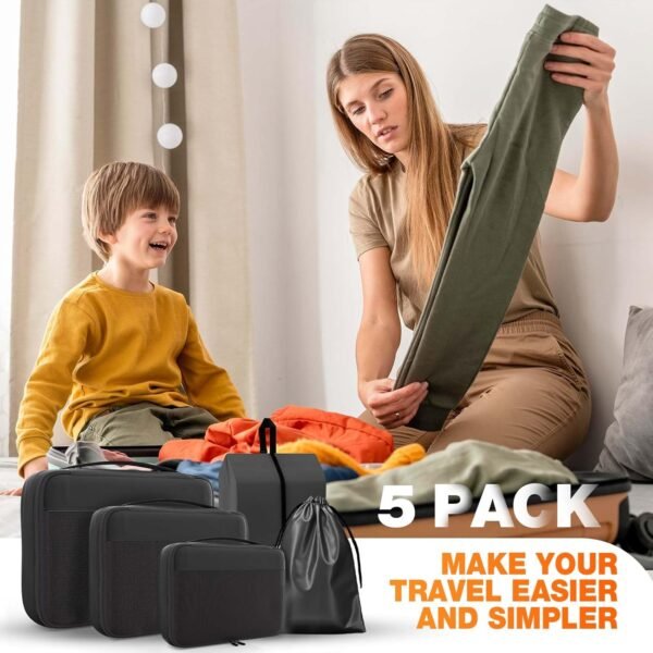 5 Set Packing Cubes for Suitcases, Travel Packing Organized Cubes for Carry On Suitcases,Lightwight Luggage Organizer Bags with Travel Accessories - Image 7