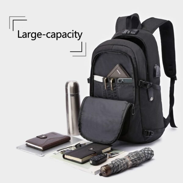 WENIG Anti-Theft Travel Laptop Backpack with USB Charging Port Lock,Water Resistant Slim Work Computer Bag for Men College Bookbags Fits 15.6 Inch Laptop - Image 4
