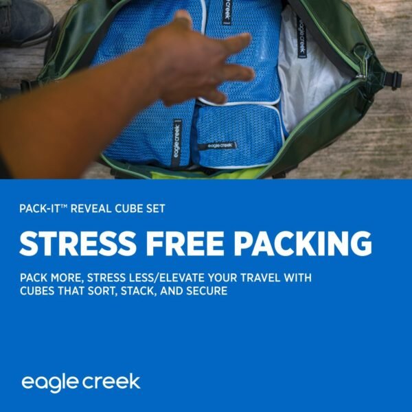 Eagle Creek Pack-It Reveal Packing Cubes Set XS/S/M - Durable, Ultra-Lightweight, Water-Resistant Ripstop Fabric Suitcase Organizers with Mesh Windows, Az Blue/Grey - Image 7