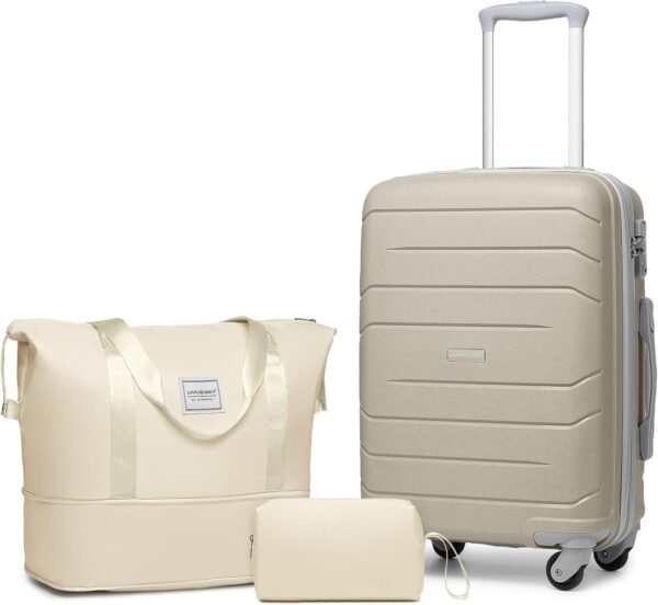 LARVENDER Carry On Luggage 20Inch Suitcase with Spinner Wheel,Hard Shell Luggage 3 Piece Sets with TSA Lock（Sand 20inch） - Image 2