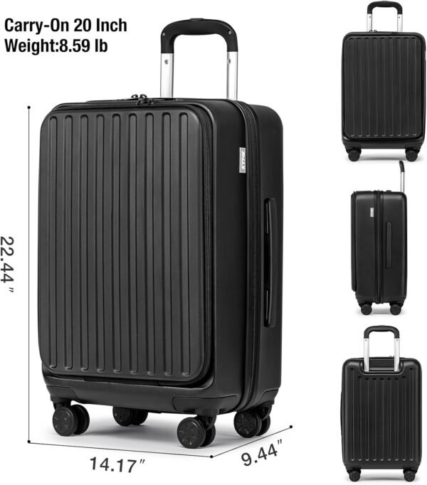 KYME Hardside Carry On Luggage 22x14x9 Airline Approved with Laptop Compartment,100% PC Hard Shell 20 Inch Travel Suitcase with TSA Lock & Spinner Wheels,Black - Image 9
