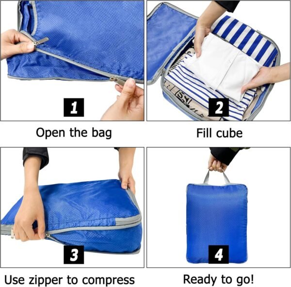 Storage Master Compression Packing Cubes Travel Accessories Packing Organizers Compression Bags for Travel, Travel Essentials Compression Cubes for Luggage Suitcases (Blue) - Image 5