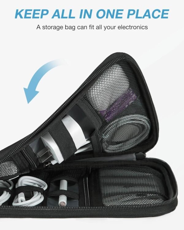 BAGSMART Electronics Organizer Travel Case, Small Cable Organizer Bag for Essentials, Tech Organizer as Accessories, Cord Organizer for Phone, Power Bank, SD Card, Black - Image 7