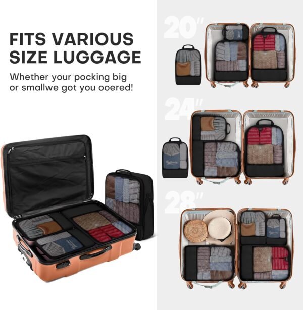 Compression Packing Cubes for Suitcases, 4 Pcs Set Packaging Bags Space Saving Travel Essentials, Compressible Expandable Luggage Organizer Bags Set for Carry On - Image 10