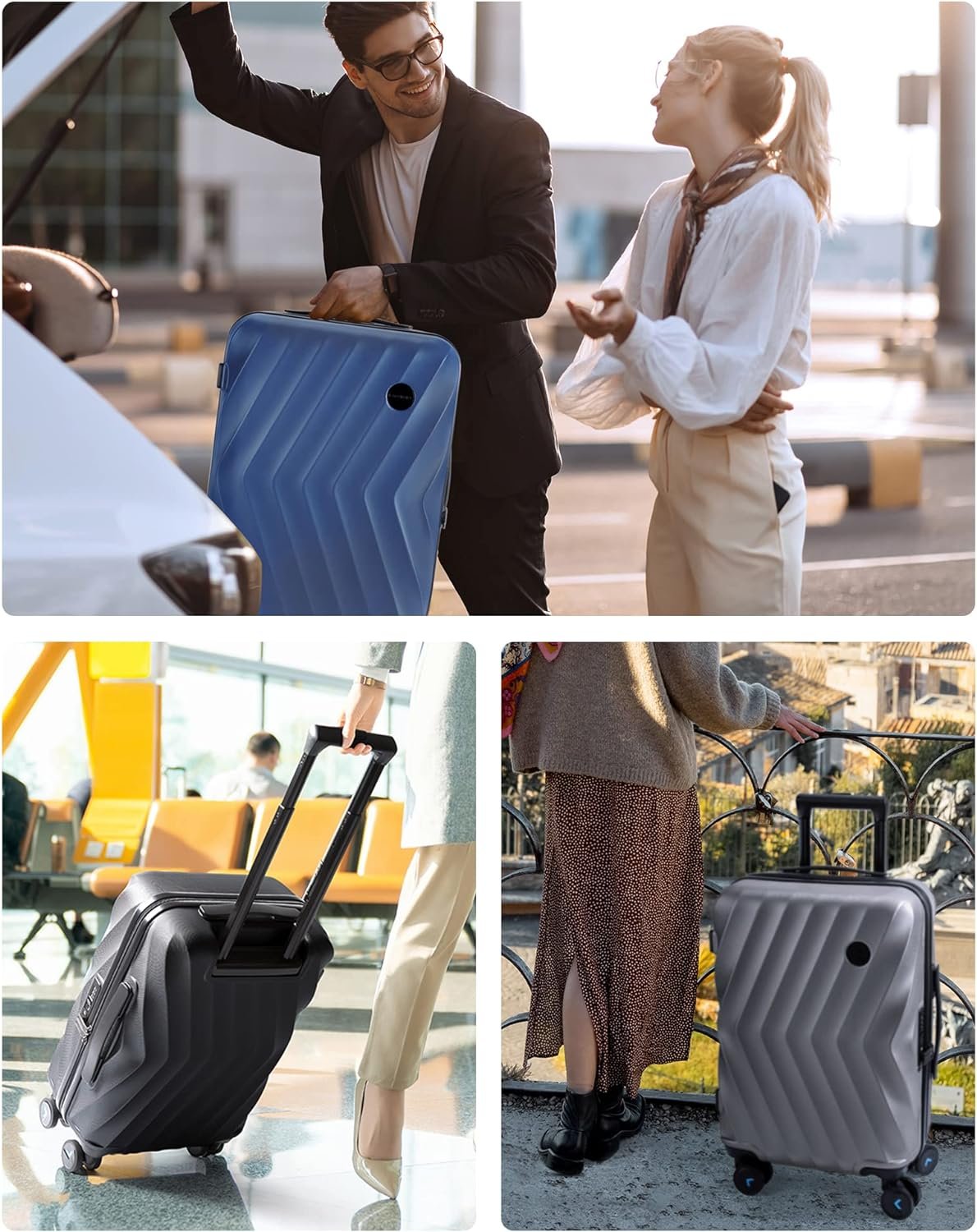 BAGSMART Carry On Luggage 22x14x9 Airline Approved,PC Hardside Suitcase,20 Inch Luggage with Spinner Wheels, Travel Luggage Hard Shell Lightweight Suitcases for Men Women,Navy Blue - Image 8