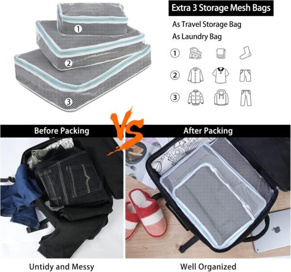 Travel Backpack for Men Women 17 Inch Flight Approved Carry on Backpack Waterproof Large 40L Luggage Daypack Business College Weekender Overnight Laptop Backpack with 3 Packing Cubes, Black - Image 3