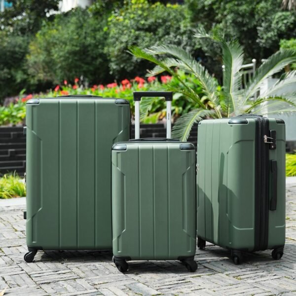 Merax Luggage Expandable Lightweight Spinner Suitcase with Corner Guards (Green1), 3-Piece Set (20/24/28) - Image 3