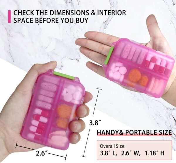 Pill Organizer with Medicine Labels Travel Daily Pill Container Mini Medication Organizer Storage Pill Organizer Pill Case 7 Day Pill Organizer(Pink, 161 Lables) - Image 5